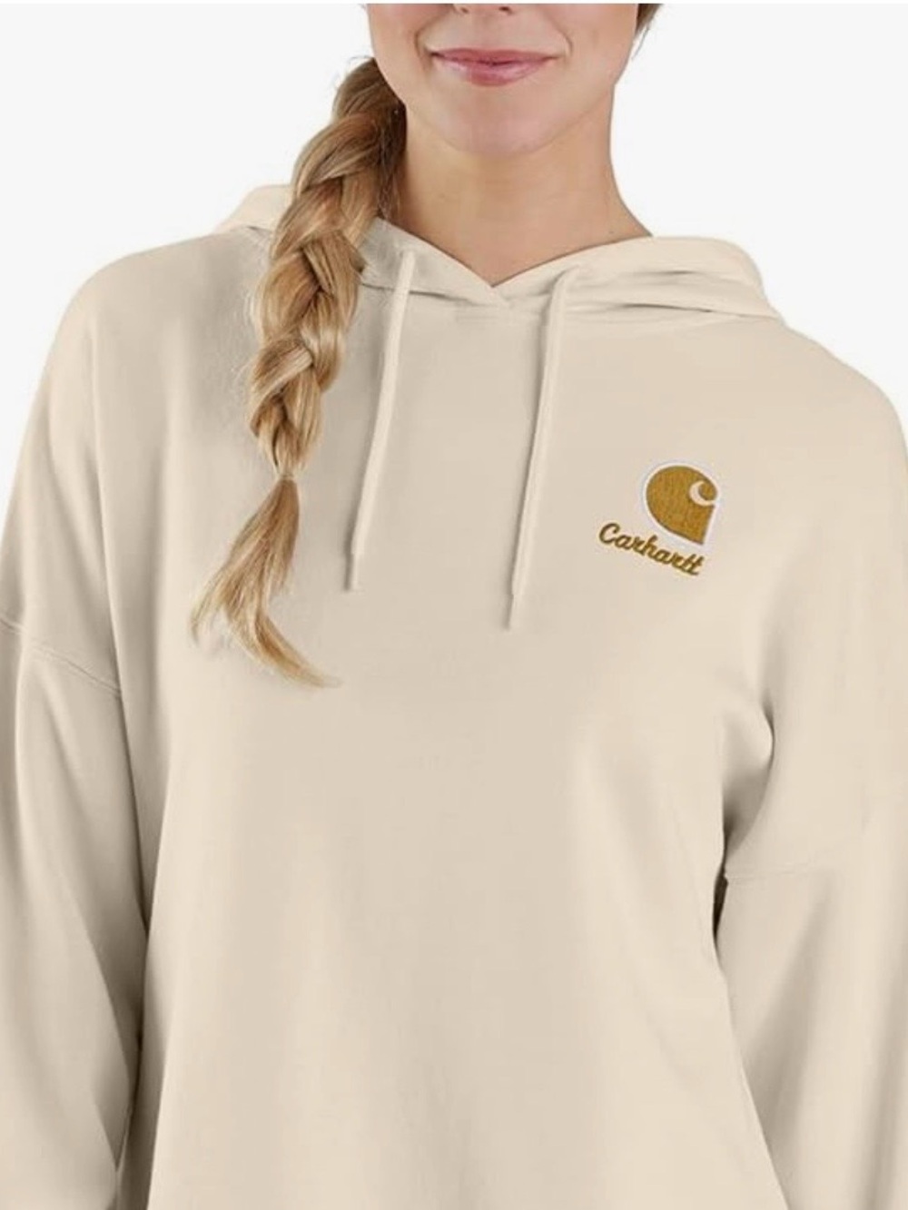 Carhartt ladies Medium 8-10 loose Fit TENCEL™ Fiber Hoodie - Cream